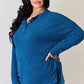 Basic Bae Full Size Ribbed Half Button Long Sleeve High-Low T-Shirt