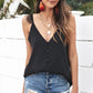 Buttoned Lace Trim Plunge Cami