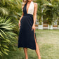 Two-Tone Halter Neck Split Midi Dress
