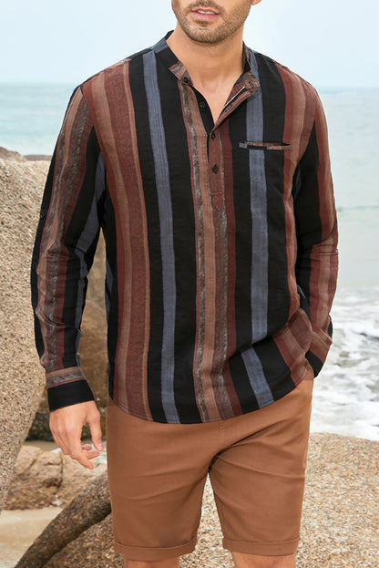 Striped Long Sleeve Buttoned Shirt