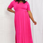 Celeste Sweetheart Full Size Short Sleeve Maxi Dress in Hot Pink