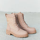 Weeboo Faux Leather Side Zipper Combat Boots