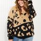 CY Fashion Full Size Leopard V-Neck Fuzzy Sweater