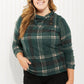 CY Fashion Full Size Plaid Side Slit Button Detail Top