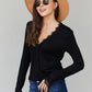 Zenana Lace Trim Long Sleeve Cardigan