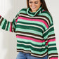 Davi & Dani Midwest Full Size Striped Turtleneck Sweater