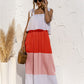 Color Block Tie Shoulder Tiered Sleeveless Dress