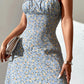 Ditsy Floral Pleated Detail Spaghetti Strap Dress