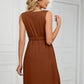 Buttoned V-Neck Sleeveless Mini Dress with Pockets
