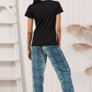 V-Neck Tee and Printed Pants Lounge Set