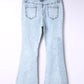 Distressed Frayed Trim Flared Jeans