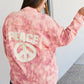 Davi & Dani Peace Sign Full Size Tie-Dye Embroidered Patch Shacket