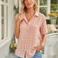 Swiss Dot Collar Short Sleeve Shirt