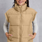 Zip Up Turtleneck Pocketed Vest Coat