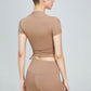 Side Drawstring Cropped Sports Top