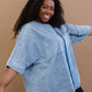 Zenana Out of the Blue Full Size Run Chambray High-Low Top