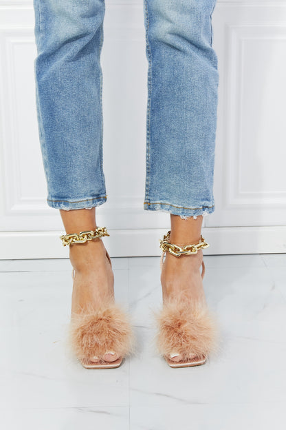 Cape Robbin Fur Strap Chain Detail Heels