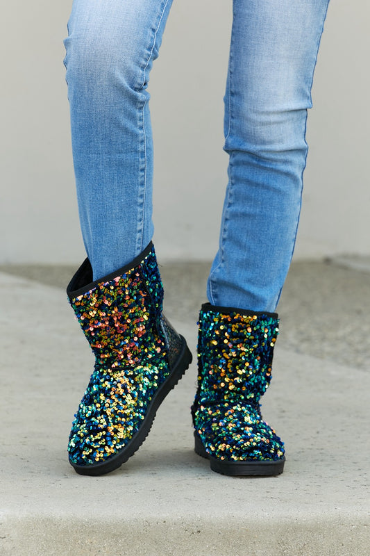 Forever Link Dazzle Me Multicolor Sequin Snow Booties