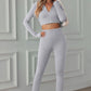 Zip Up Cropped Top and Leggings Yoga Set