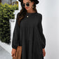 Balloon Sleeve Keyhole Tiered Dress