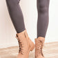 Weeboo Faux Leather Side Zipper Combat Boots
