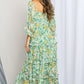 Davi & Dani Floral Frill Trim Square Neck Midi Dress