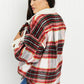 Davi & Dani Fresh Fall Vibes Full Size Plaid Button Down Jacket with Teddy Trim
