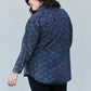 Davi & Dani Full Size Grid Curved Hem Denim Shacket