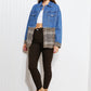 CY Fashion Porch Views Full Size Plaid Spliced Denim Jacket