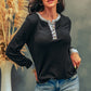 Contrast Ribbed Long Sleeve Henley Top
