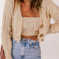 Cable-Knit Cropped Cardigan and Cami Set