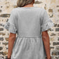 V-Neck Flounce Sleeve Tiered Top
