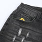 Sunflower Leopard Patchwork Distressed Jeans