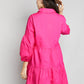 Davi & Dani Full Size Buttoned Puff Sleeve Tiered Shirt Dress