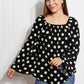 CY Fashion Polka Dot Party Full Size Bell Sleeve Blouse