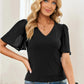 V-Neck Flutter Sleeve Top