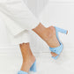 Cape Robbin Chain Detail Slide-On Heels in Blue