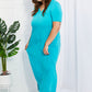 Zenana Simple Wonder Full Size Pocket Maxi Dress in Pastel Blue