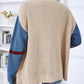 Striped Color Block Button-Up Cardigan
