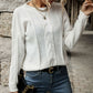 Dropped Shoulder Round Neck Cable-Knit Sweater