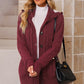 Cable-Knit Fleece Lining Button-Up Hooded Cardigan