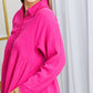 Zenana Bright and Airy Raw Edge Peplum Shirt with Pockets in Hot Pink