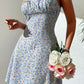 Ditsy Floral Pleated Detail Spaghetti Strap Dress