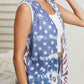 Vocal Mesa Point Printed Sleeveless Cardigan