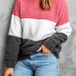 Color Block Round Neck Teddy Sweatshirt