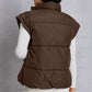 Zip Up Turtleneck Pocketed Vest Coat