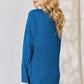 Basic Bae Full Size Ribbed Half Button Long Sleeve High-Low T-Shirt