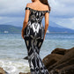 Contrast Sequin Off-Shoulder Formal Dress