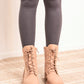 Weeboo Faux Leather Side Zipper Combat Boots