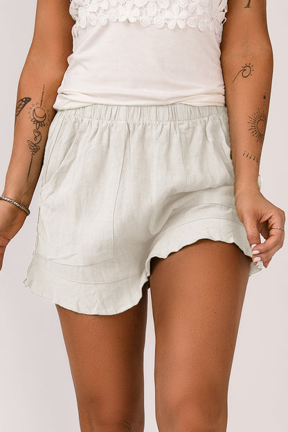 Elastic Waist Pocketed Shorts